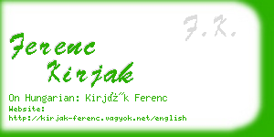 ferenc kirjak business card